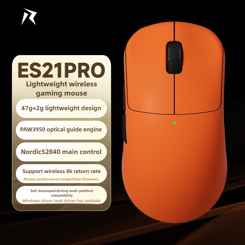 RAWM ES21 Pro เมาส์ไร้สาย PAW3950 น้ําหนักเบาสําหรับเล่นเกม Esports Gaming Mouse โน้ตบุ๊คตามหลักสรีร