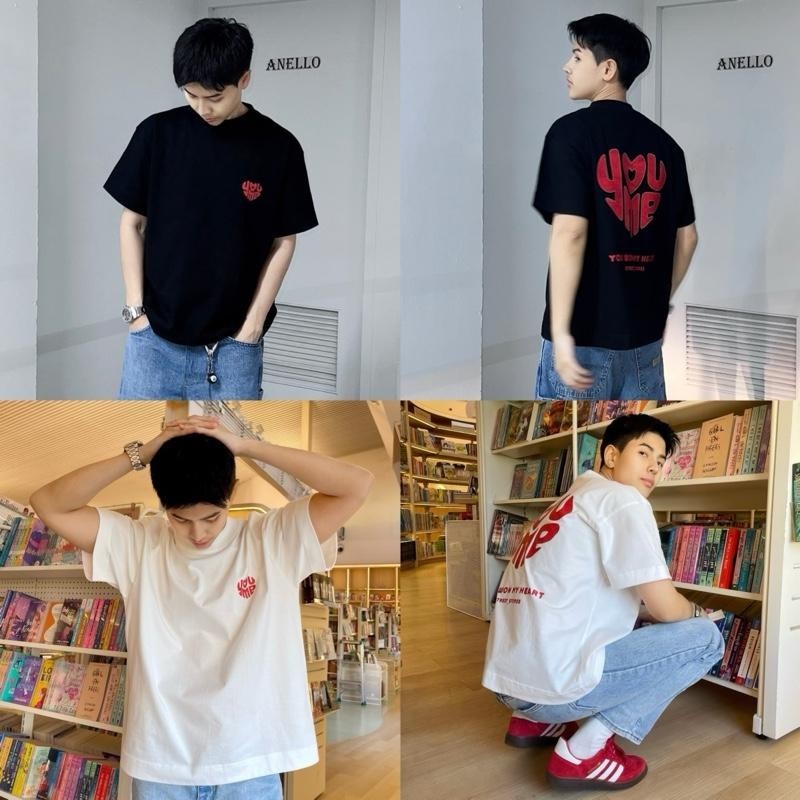 ผ้าฝ้าย 100% Fun Youme พิมพ์ Boxy Cool เสื้อยืดแฟชั่น Soft Unisex Universal Slim-fit Casual