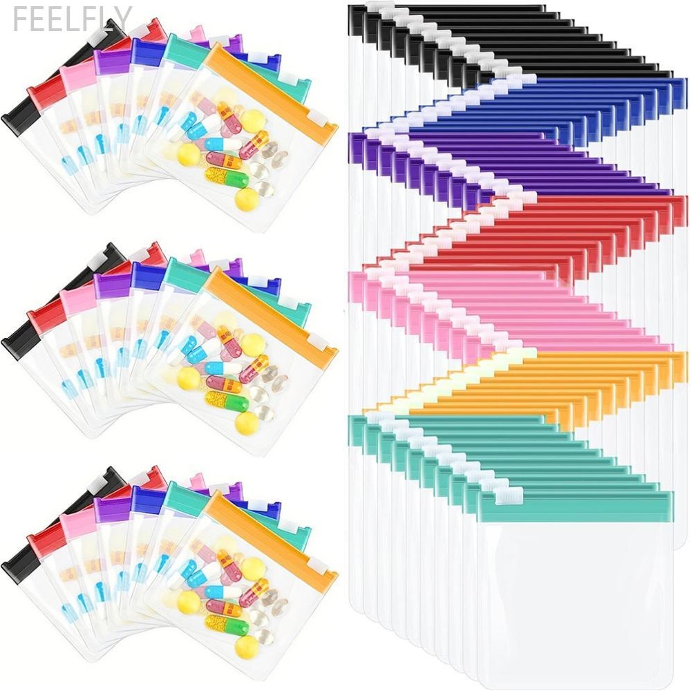FEELFLY 7 ชิ้นที่มีสีสัน Pill กระเป๋าสําหรับระบุสีรหัส 7 วันกันน้ํา Organizer Travel Pill Organizer 