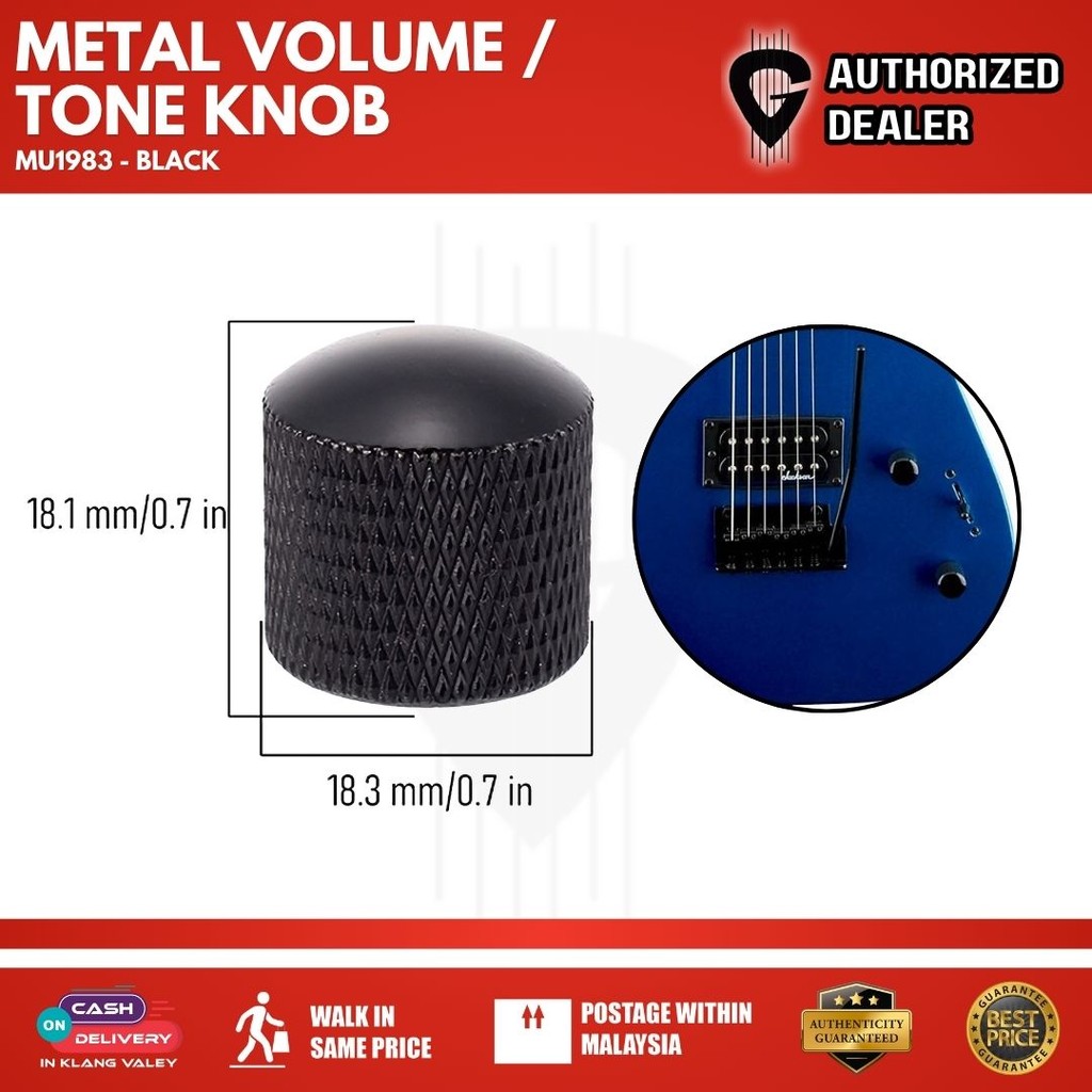 Metal Volume / Tone Knob Les Paul, Semi Hollow, Telecaster, SG กีตาร์ไฟฟ้า- MU1983