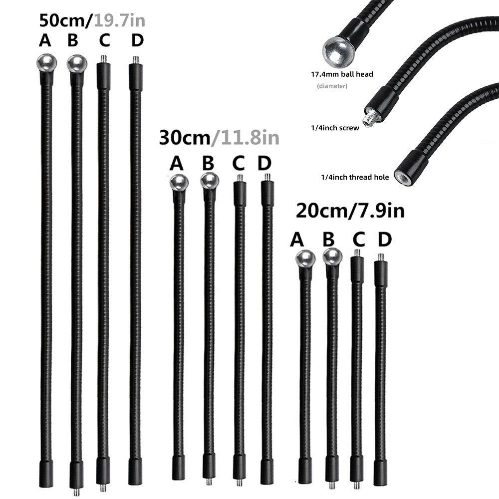 3/8 "to 1/4 "ยืดหยุ่นแขนขาตั้งหลอดโลหะ Monopod Selfie Stick Mount สําหรับโทรศัพท์มือถือแท็บเล็ตไมโครโฟน Bendable ท่อ