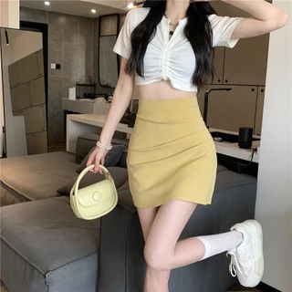 S-6XL กระโปรงสั้นผู้หญิง กระโปรงจีบรอบ ทรงเอ ทรงเข้ารูป กระโปรงทรงเอ ทรงเข้ารูป