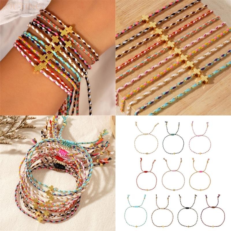 Louting Bohemian Retro Style Four Color Cotton Rope Cross Bracelet suitable for Men and Women