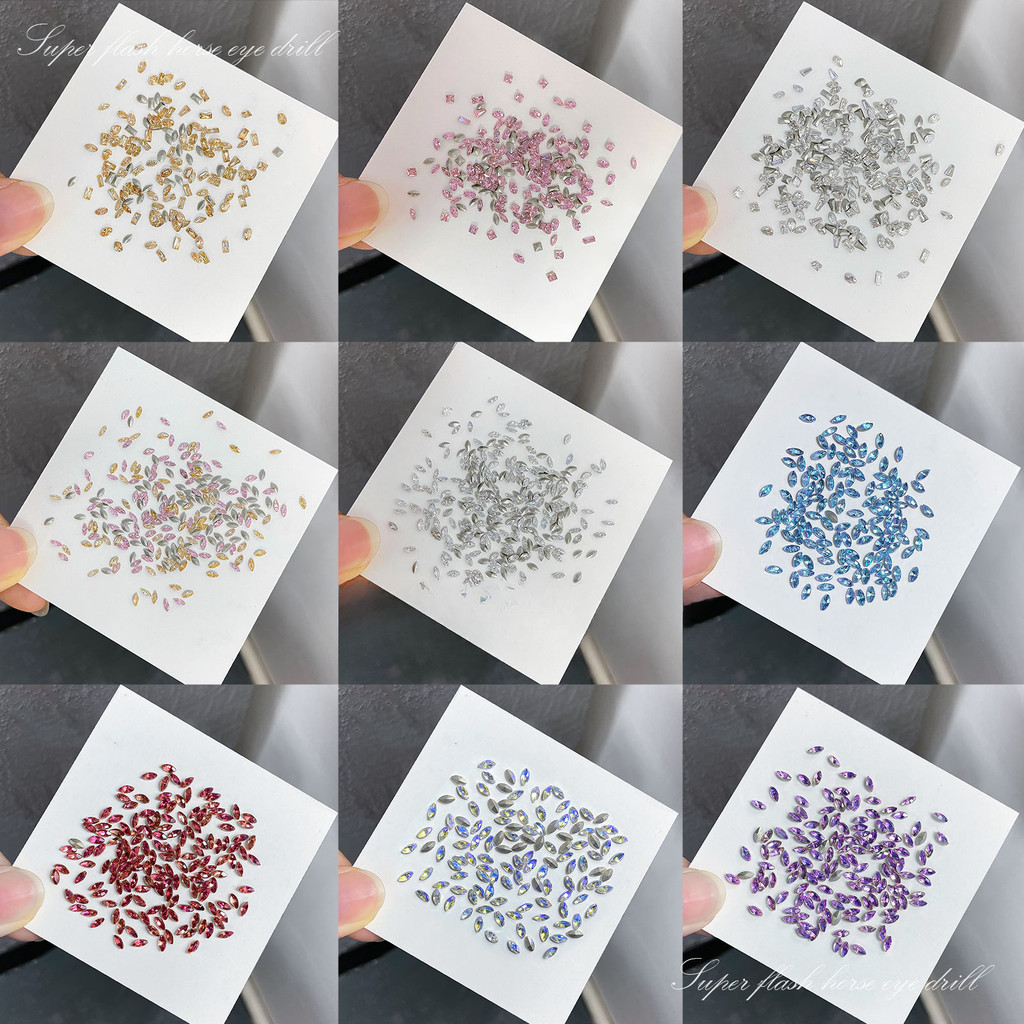 ใหม่ Mini Manea Artistic Mini Maureen Zircon เพชรเล็บ K9 Micro Zircon Tip ด้านล่างเจาะ Drop เจาะเล็บเพชรเครื่องประดับ