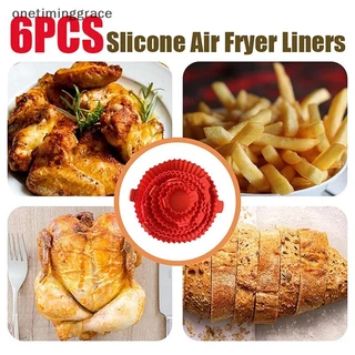 Onetiminggrace Air Fryer ถาดเตาอบถาดอบทอดตะกร้า Mat Air Fryer หม้อซิลิโคนเปลี่ยนกระทะย่าง Bakeware Pizza Pan OMA