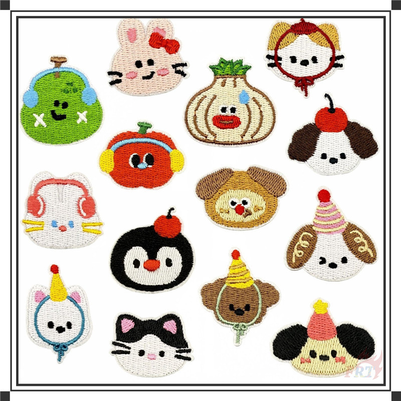 ปะเก็นติดด้วยความร้อนแบบ DIY: ลายแมว/กระต่าย/สุนัข/ลูกพีช/เพนกวิน/หอมแดง 1 ชิ้น