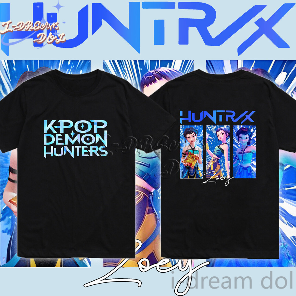 KPop Demon Hunters ภาพยนตร์ TShirt HUNTRX Zoey 3 Palace ตารางคู่พิมพ์ TShirt Unisex TShirt ผู้ใหญ่แล
