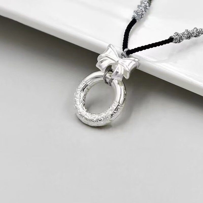 Nb nbn999 จี้เงินสเตอร์ลิง Escaping เจ้าหญิงโบว์ปลอดภัยหัวเข็มขัดเมฆมงคล DIY สร้อยคอชุบเงินทอมือของข