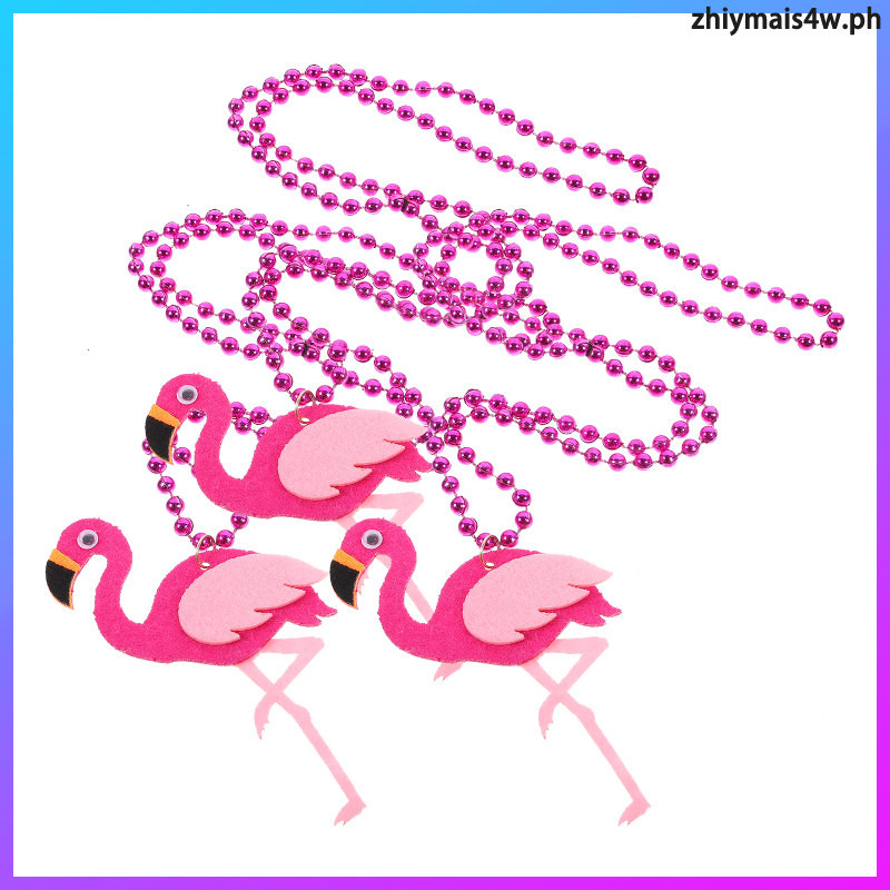 3 ชิ้นสร้อยคอ Party Flamingo Beach เครื่องประดับสําหรับผู้หญิงที่มีสีสันตกแต่งฮาวาย zhiymais4w