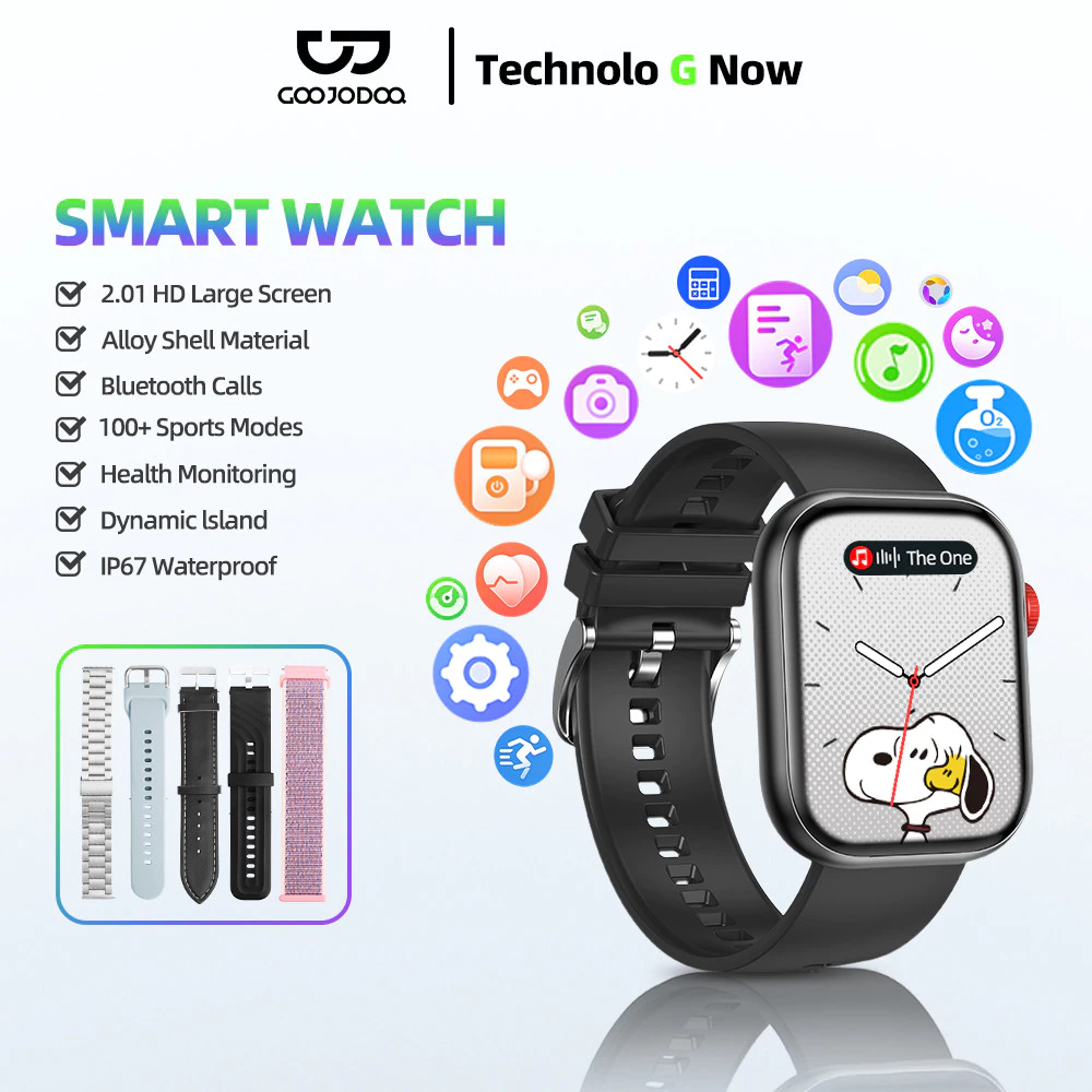 GOOJODOQ IP67 สมาร์ทวอทช์ 5 สายกันน้ําบลูทูธโทรการตรวจสอบสุขภาพการจัดการฟิตเนสกีฬา