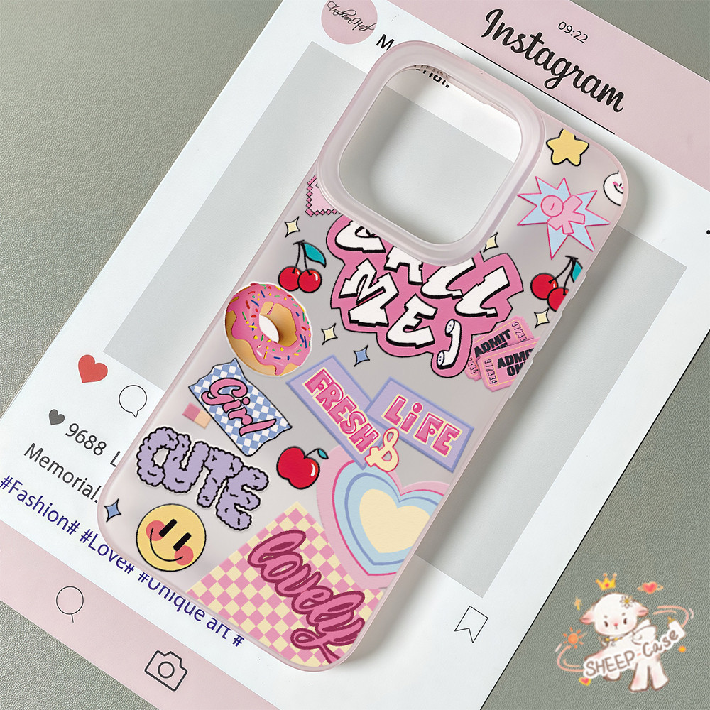 💕 GOOD 💕เคสมีน้ำค้างแข็ง TPU มีสีสัน หวาน ใบหน้าที่ยิ้มแย้ม  สําหรับIPhone16 15 13 14 12 11 7 8plus Pro PromaxX XR XS