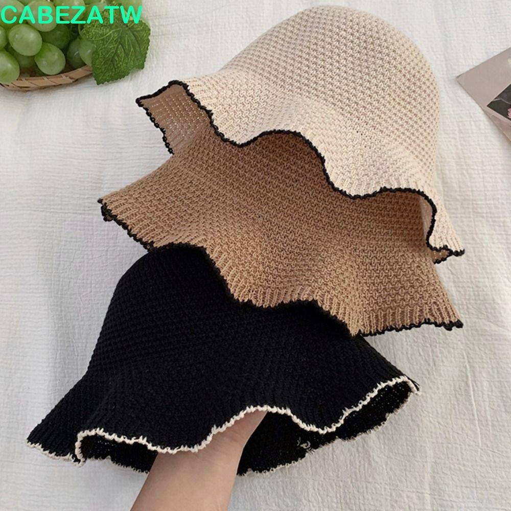 Cabezatw หมวกฟางสไตล์หวานแบบฝรั่งเศส เหมาะสำหรับสวมใส่ที่ทะเลหรือฤดูร้อน