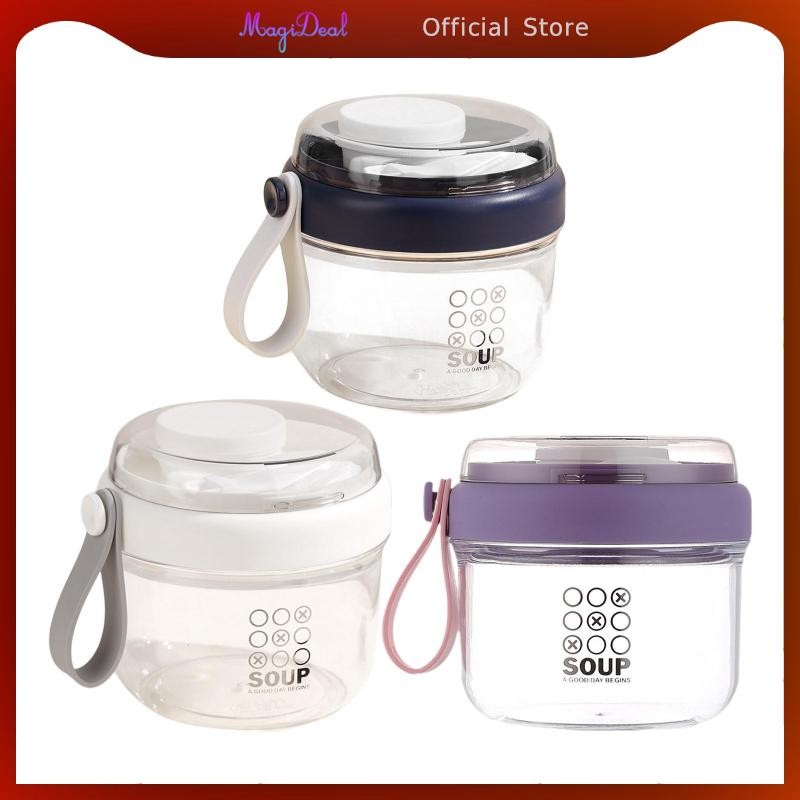 MagiDeal Salad Cup Overnight Oats Containers Oats Jars 650ml Leakproof นํากลับมาใช้ใหม่พร้อมฝาปิด