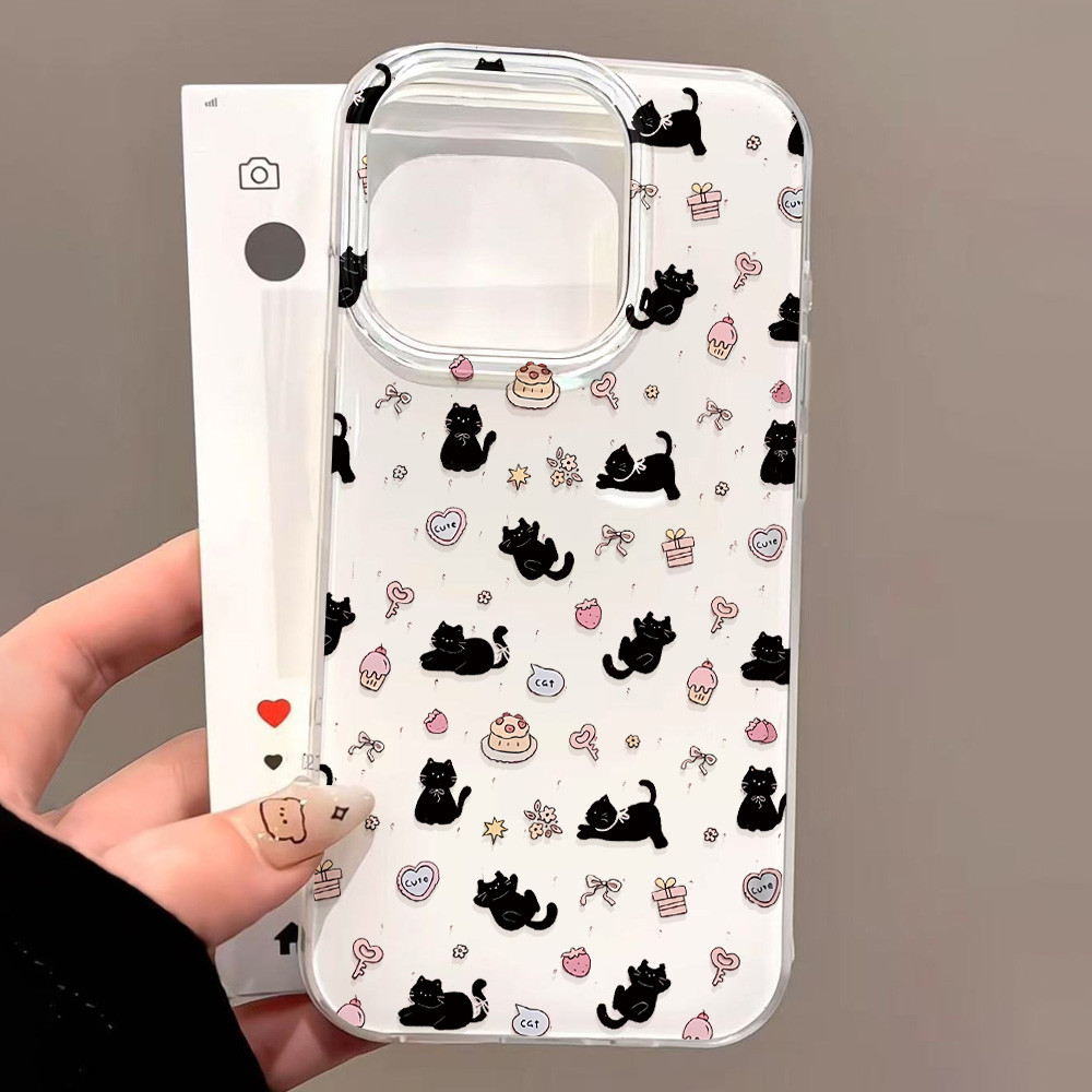 เคสโทรศัพท์ For iPhone 11 13 16 Pro Max Case iPhone 13 14 15 Pro Max 12 Pro Max 13 Pro IMD สีขาว การ์ตูน สัตว์ น่ารัก