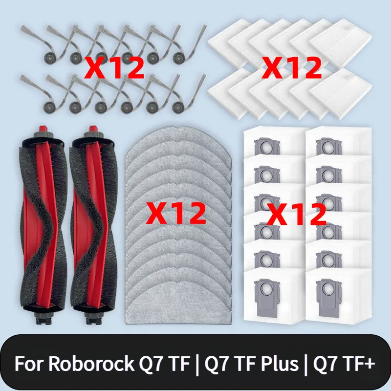 หลักแปรงด้านข้างถุงเก็บฝุ่น Mop ผ้ากรองอุปกรณ์เสริมสําหรับ Roborock Q7 TF | Q7 TF Plus | Q7 TF+