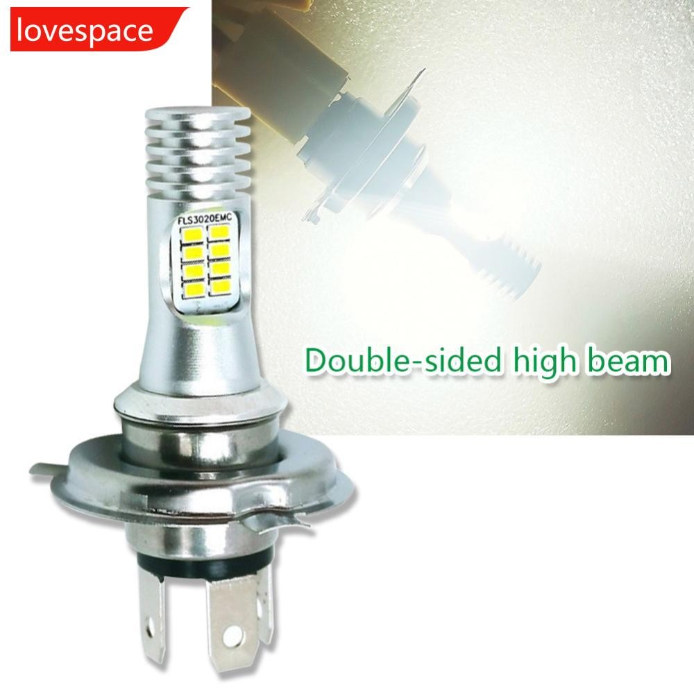 LOVESPACE 1 PC 16SMD 3020 LED รถจักรยานยนต์สกู๊ตเตอร์ไฟหน้าไฟหน้า DRL สูงต่ําหมอกสีขาว H4 P15D BA20D