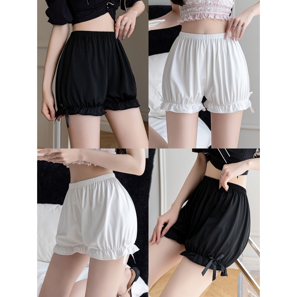 💖Bonnie💖กางเกงขาสั้น เอวสม๊อคสีพื้น ทรงพองเกาหลี เอวสูง ผู้หญิงshorts ส่งไวจากไทย สไตล์เกาหลี ใส่สบาย