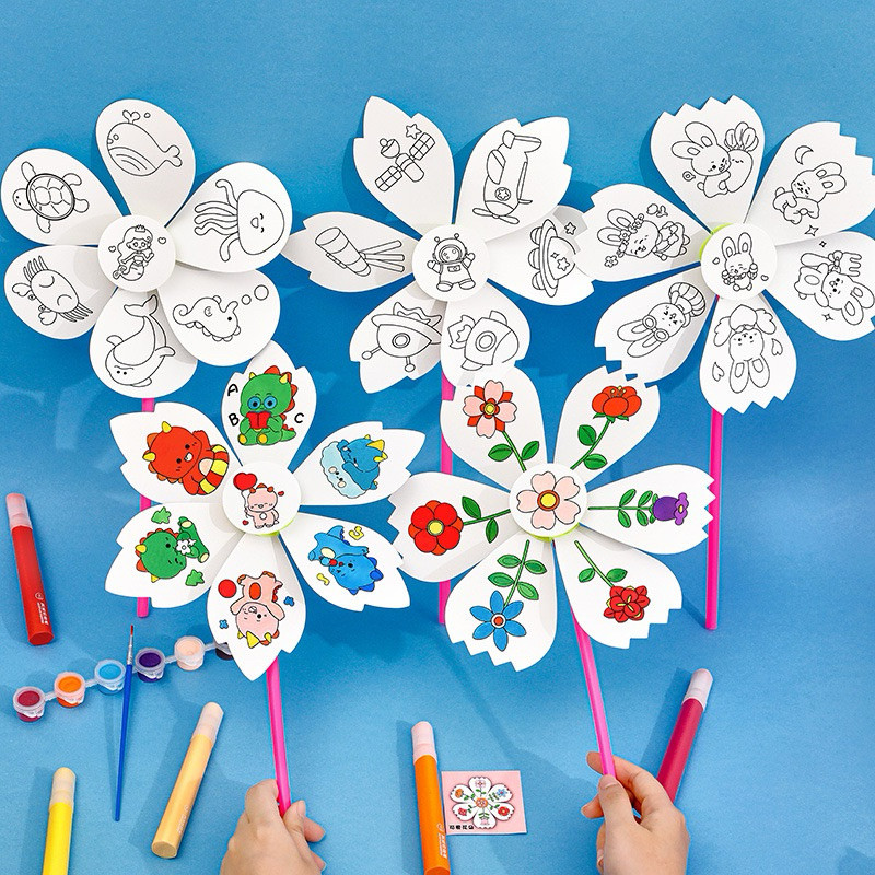 กังหันDIY ของเล่นกังหัน ของเล่นงานประดิษฐ์ DIY เด็กอนุบาล ของเล่นศิลปะ งานฝีมือ