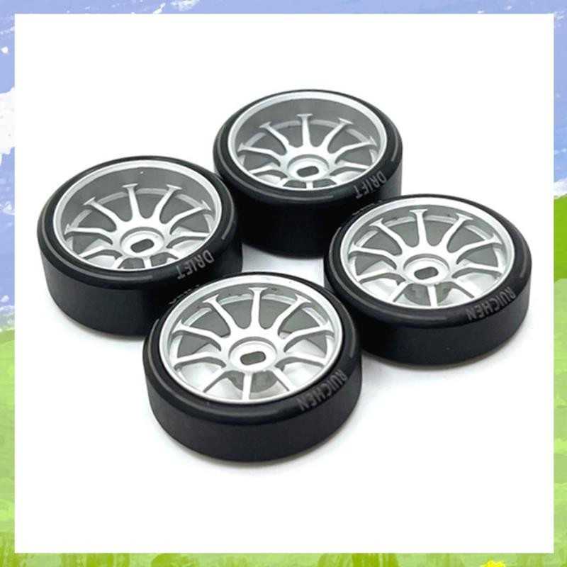 4 ชิ้นพลาสติกแข็ง Drift ยาง Tyre ขอบล้อโลหะสําหรับ Wltoys 284131 K969 K989 P929 Mini-Z 1/28 RC รถอะไ