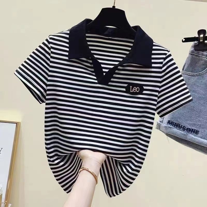 เสื้อโปโลคอปกสำหรับผู้หญิง แขนครึ่ง สไตล์บางพอดีตัว หลากสี เหมาะสำหรับฤดูร้อน