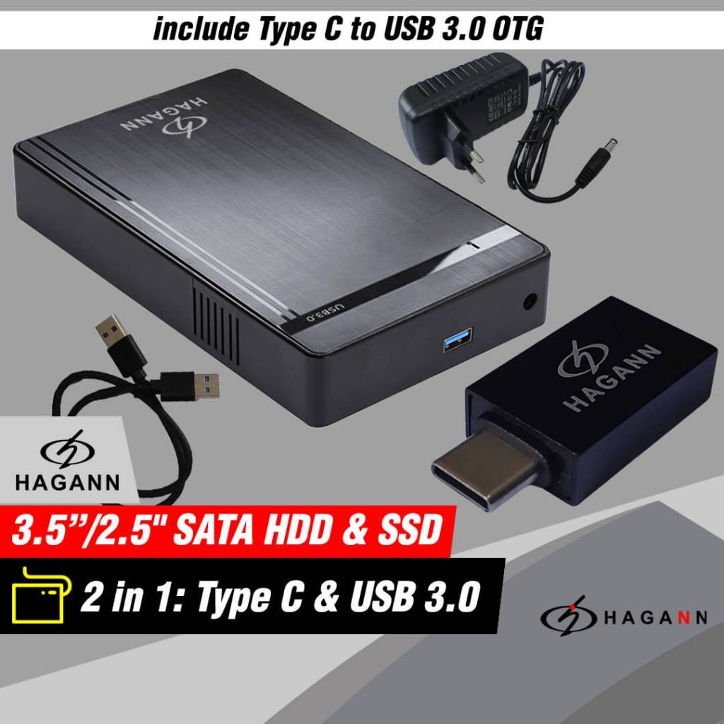 HAGANN HDA-E37 กล่องใส่ฮาร์ดไดรฟ์ภายนอก Type C USB 3.0 | กล่องใส่ HDD 3.5" SATA | ฮาร์ดไดรฟ์ SATA ขน