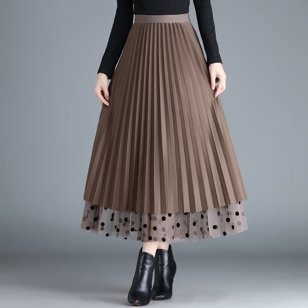 กระโปรง Tulle ลายจุดสำหรับผู้หญิง แบบ A-line ทรงกลาง มีเอวด้านบนยืดได้ พร้อมขอบกระโปรงกว้าง QT2671 — صورة 5