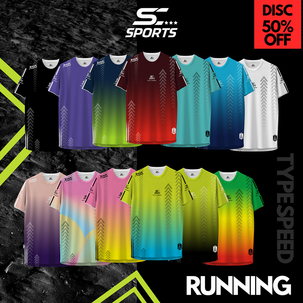 SC Sports เสื้อกีฬา เสื้อพิมพ์ลาย Run01-หลากสี งานจริงสวย สีสด หนา145g นุ่มลื่นใส่สบาย