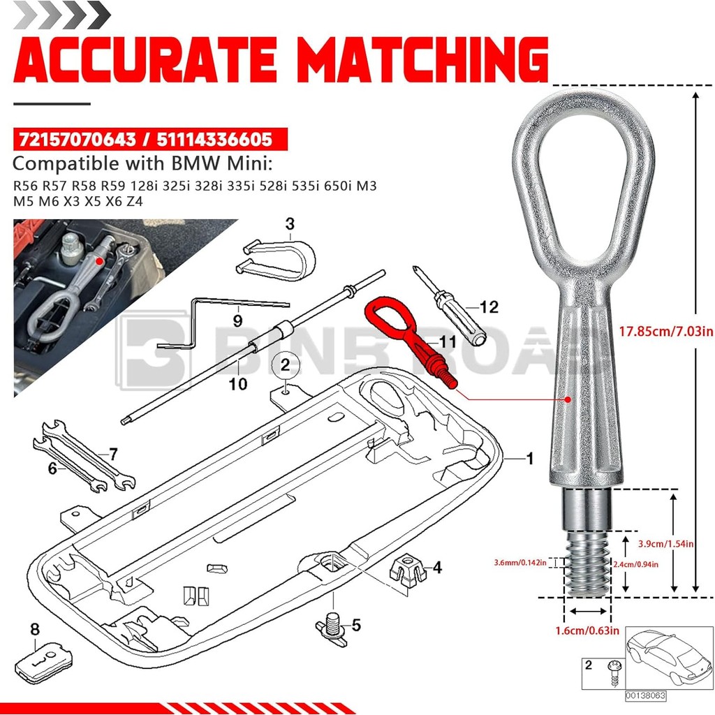Tow Hook Tow Eye 72157070643 51114336605 ใช้งานร่วมกับ BMW MINI R56 R57 R58 R59 128i 325i 328i 335i 