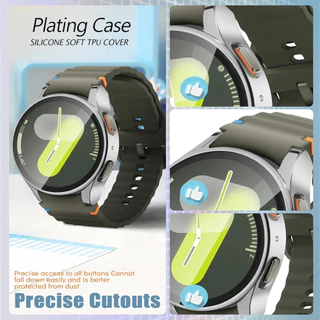 【เคส+สาย】สำหรับ Samsung Galaxy Watch 7 40MM 44MM สายรัดนาฬิกาซิลิโคน + กรณีหน้าจอแก้ว PC สำหรับ Galaxy Watch 7 สายรัดนาฬ
