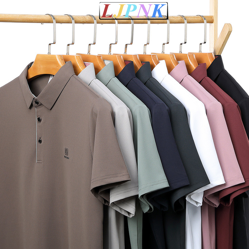 LJPNK เสื้อโปโล Easy-Care สําหรับผู้ชาย – เสื้อฤดูร้อนระบายอากาศที่ทนต่อริ้วรอยสําหรับวัยกลางคนที่มีการออกแบบคลาสสิกและตัวเลือกหลายสี