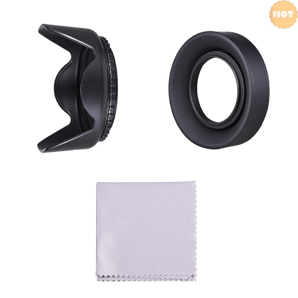 [2025 ใหม่] 58 มม.ชุดเลนส์ Tulip ดอกไม้เลนส์ + ยางพับเลนส์ + ผ้าทําความสะอาดเลนส์สําหรับ Canon EOS 7