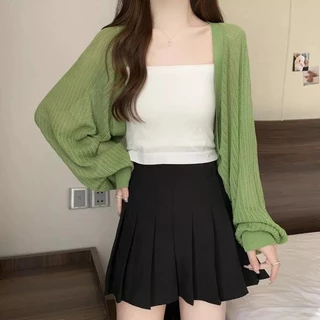 เสื้อคาร์ดิแกนถักสั้นผู้หญิงสไตล์ใหม่ สวมใส่แล้วดูเรียบหรูและทันสมัย