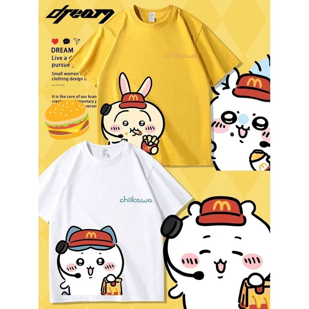 2025 รูปแบบใหม่ chikawa Uzachi เสื้อยืดแขนสั้นผ้าฝ้ายแท้หญิง chikawa chikawa chikawa เสื้อผ้าครึ่งแข