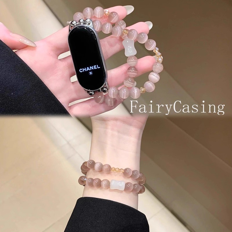เครื่องประดับสําหรับ Xiaomi Mi Band 10 8 9 7 6 5 4 3 สายรัดข้อมือหรูหรา Cat Eye Stone สร้อยข้อมือสําหรับ Mi Band 8 9 Pro Band
