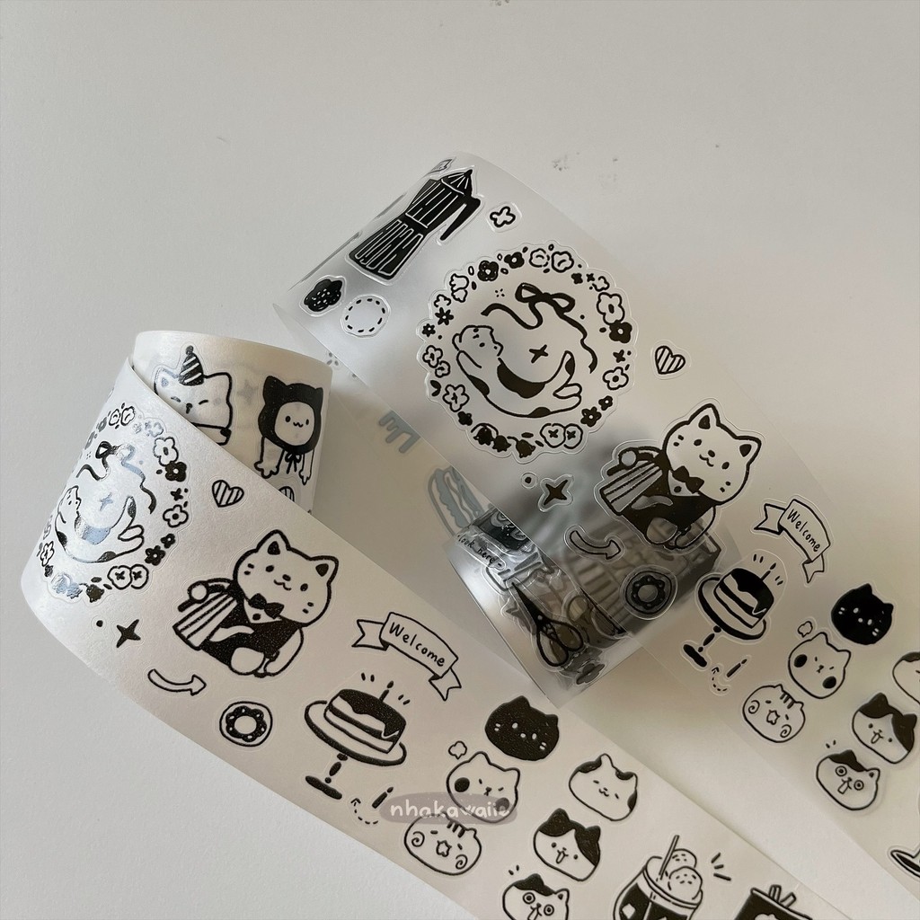 เทป Washi สําหรับ Yier Cat Cafe ตัดสําเร็จด้วยขอบ 1M