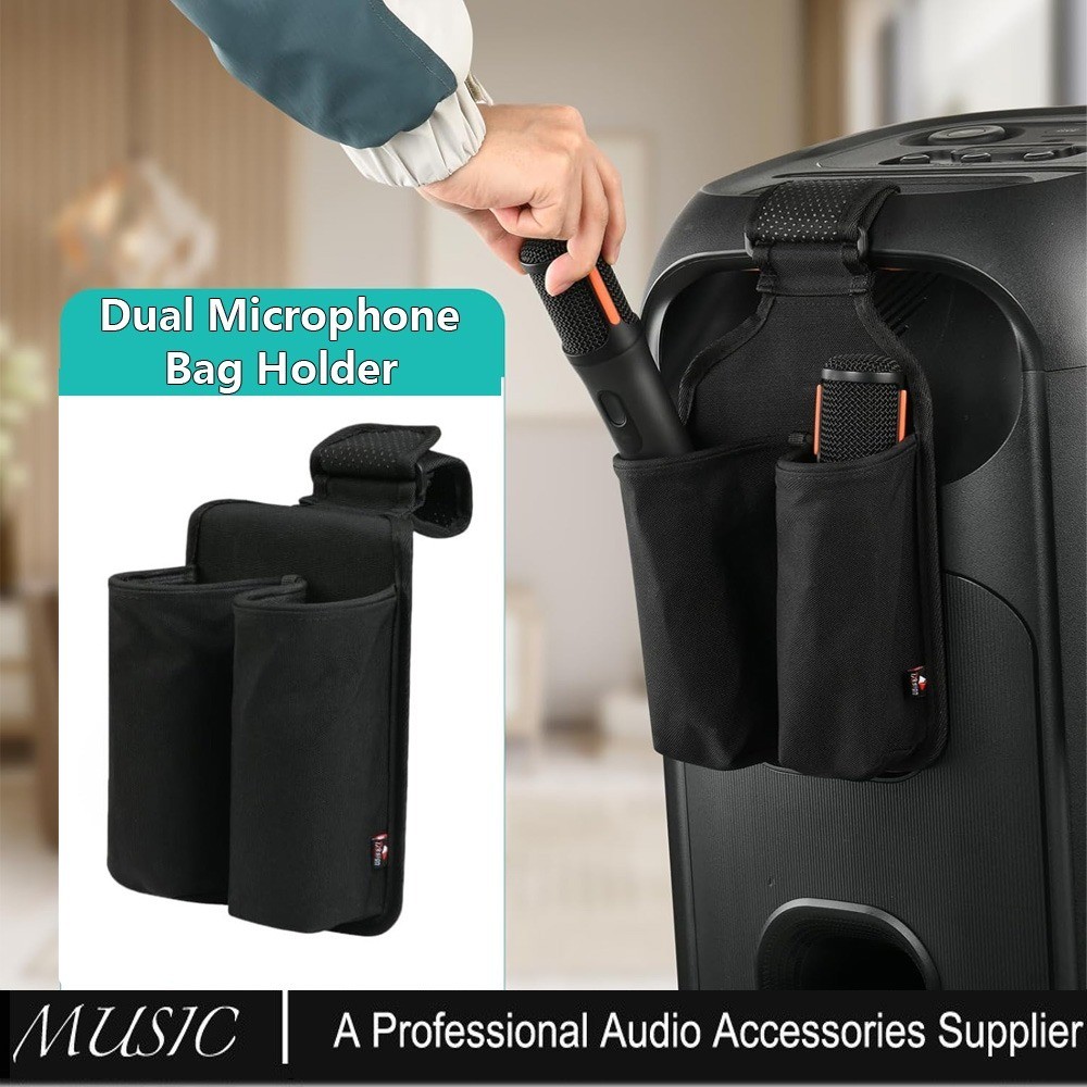 ผู้ถือไมโครโฟนสําหรับ JBL PartyBox ไมโครโฟนไร้สาย, Mic แขวนไนลอนกระเป๋าเก็บสําหรับมาตรฐานไมโครโฟนไร้