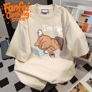 (จัดส่งตลอด 24 ชั่วโมง)Fanfei น่ารักเหมือนแมว เสื้อยืดพิมพ์ลาย 'I'm ok' ทำจากเส้นใยโพลีเอสเตอร์ นุ่มสบายและทนทาน
