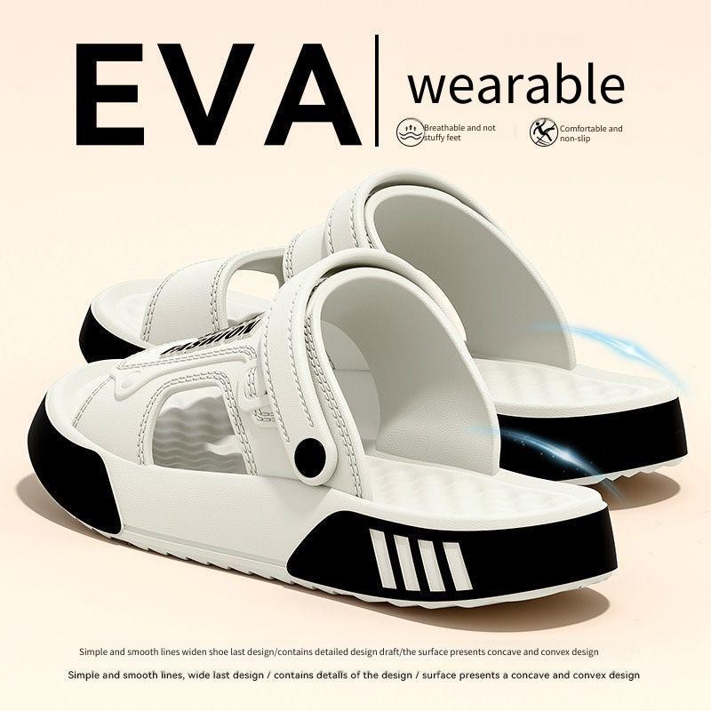 สไตล์ใหม่รองเท้าแตะกีฬาผู้ชายที่ไม่ซ้ํากันอินเทรนด์ออกแบบตัวอักษร EVA 3.0 ซม.หนาขับรถ Dual-ใช้รองเท้าแตะกลางแจ้ง Wading Quick-Drying Anti-