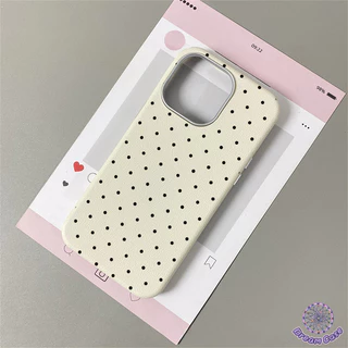 เคสไอโฟน 11แฟชั่นลายจุดสีดำลายจุดหนังพื้นผิวนุ่ม สำหรับ IPhone 11 17 16 15 13 14 12 Pro Max 16 7 8 15 Plus SEปีใหม่ 2026