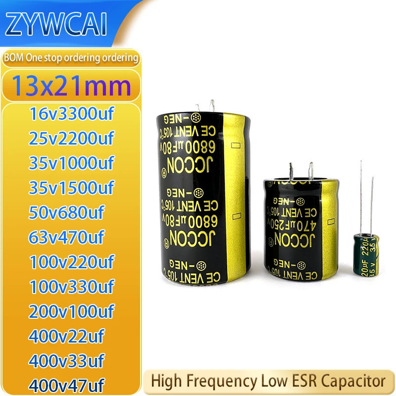 13x21 16v3300uf 25v2200uf 35v1000uf 35v1500uf 50v680uf 63v470uf 100v220uf 100v330uf 200v100uf 400v 2