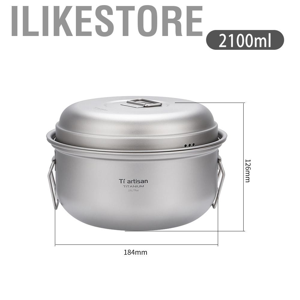 Ilikestore likestore-th titanium Steamer Stockpot ชุดพร้อม LID Camping Camping Camping Soup