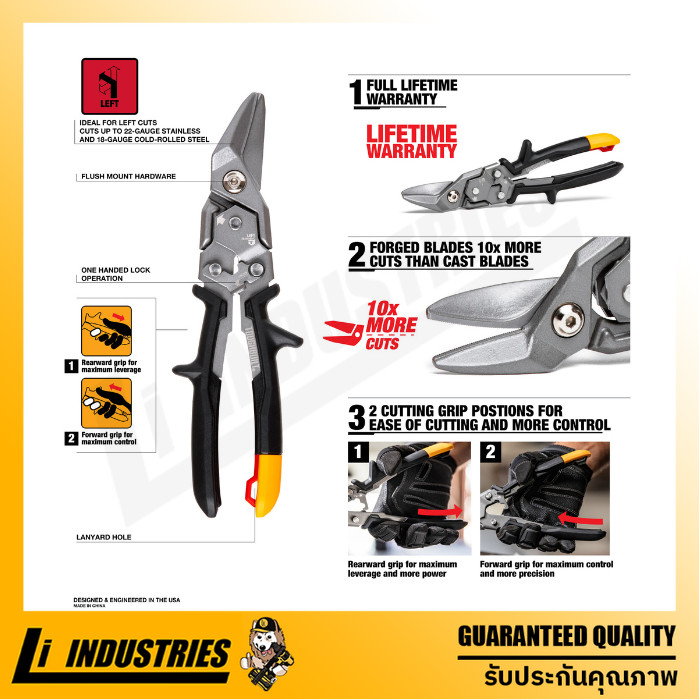 TOUGHBUILT กรรไกรตัดเหล็กแบบตัดซ้าย TB-H4-60-L - รูปที่ 5