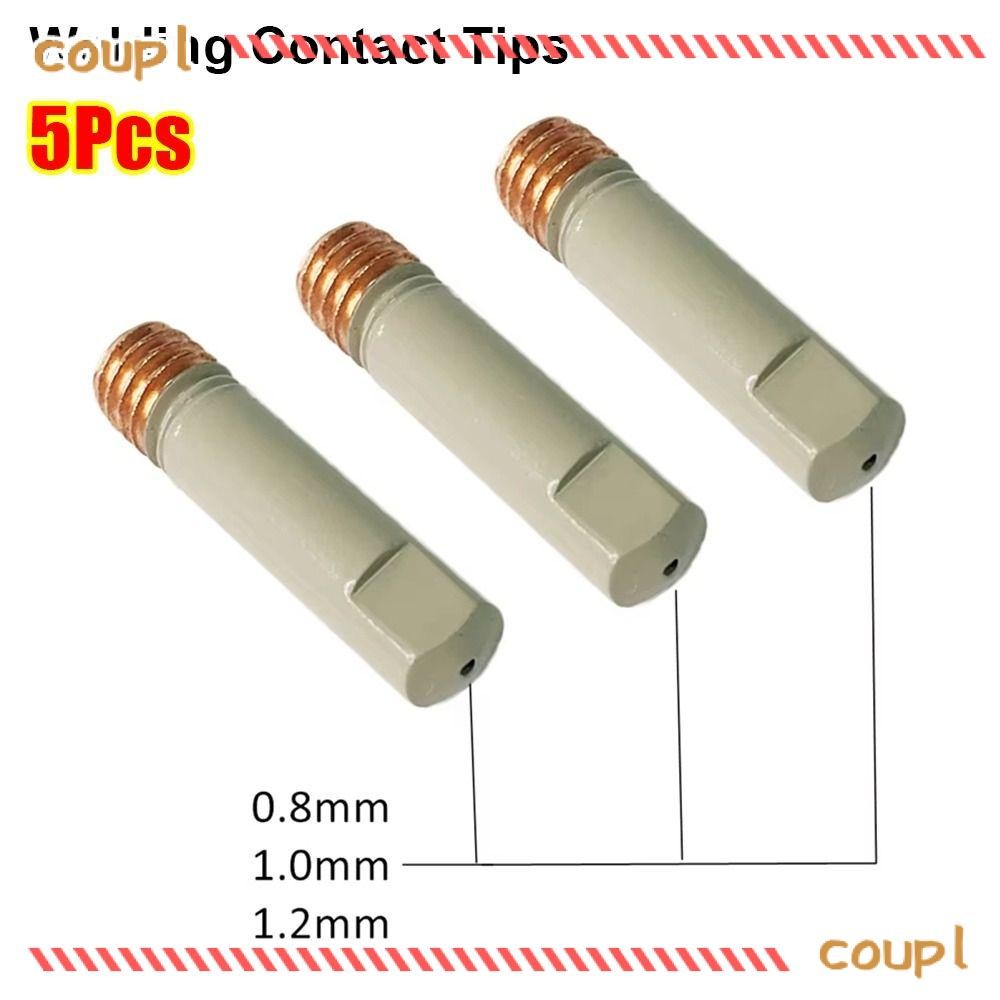 COUPL 5 ชิ้น MIG หัวฉีดเคล็ดลับ, เคลือบป้องกัน 25 มิลลิเมตร M6 เชื่อมเคล็ดลับ, ทนทาน 0.8/1.0/1.2 มิลลิเมตร Conductive ทองแดงเชื่อมชิ้นส่วนเครื่องมือสําหรับ MB-15AK 14AK