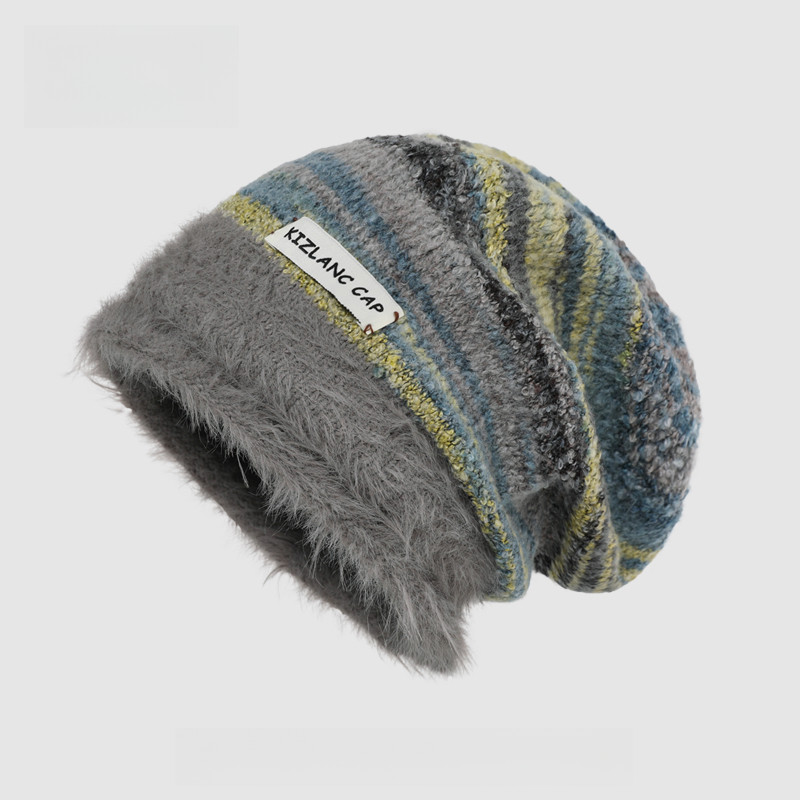 MISSKOI Plush Baotou ถักหมวกกองผู้หญิงดูขนาดเล็กฤดูใบไม้ร่วงฤดูหนาว Cold-Proof Warm All-Match หมวกขนสัตว์ - รูปที่ 4