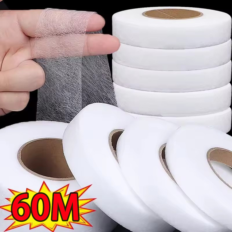 60M/ม้วน 70 หลา Iron-On Fusible Hem Tape / Non-ทอกาว Hem Tape / Interlining Pant Edge Shorten Hemming Tape
