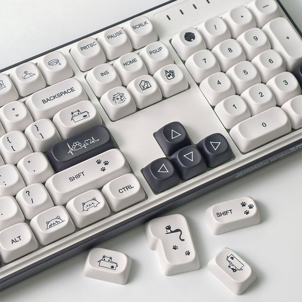 แปลกแมว Keycaps MOA โปรไฟล์ 124 คีย์ PBT Dye Sublimation Aula F75 F99 RK100 Mechanical Keycaps การ์ต