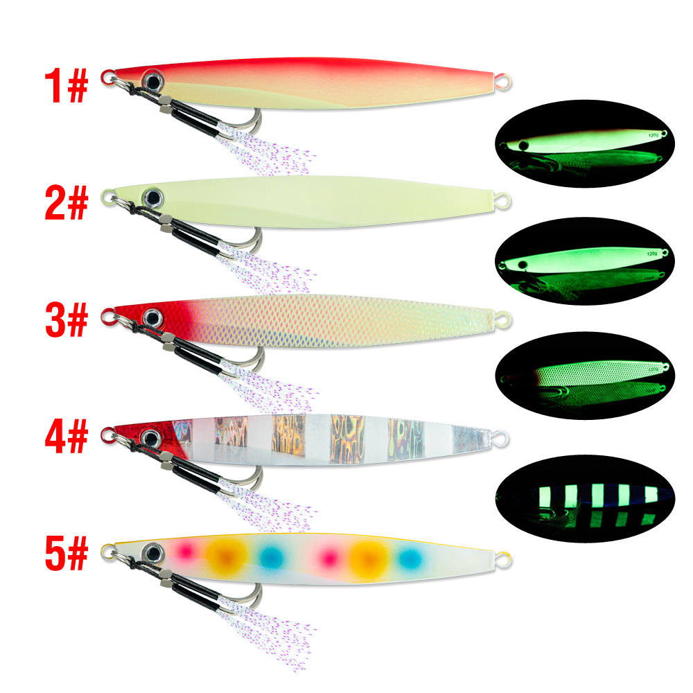 จิกตกปลาส่องสว่าง ขนาด 40-120 กรัม พร้อมฮุคเสริม ใช้ตกปลาทูน่าและปลาเบสมากมาย ในน้ำเค็มและน้ำจืด - รูปที่ 7