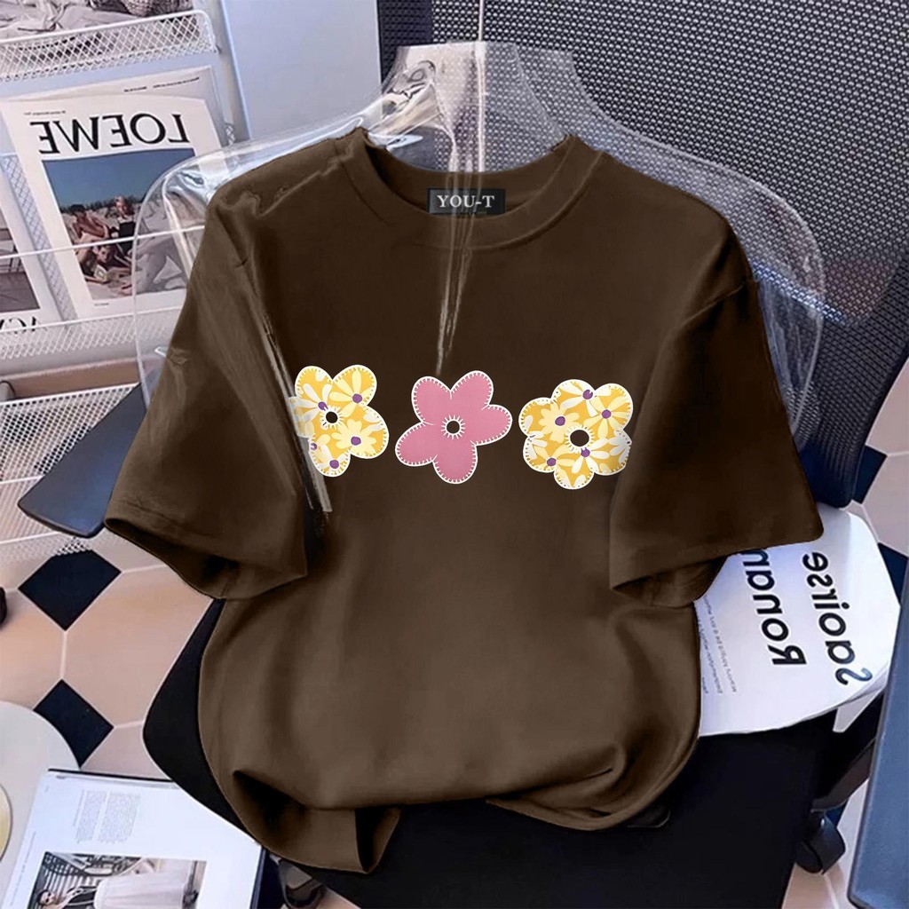 TeeTwoOneเสื้อลายดอก เหลือง เสื้อน่ารัก สื้อยืด oversize รูปที่ 2