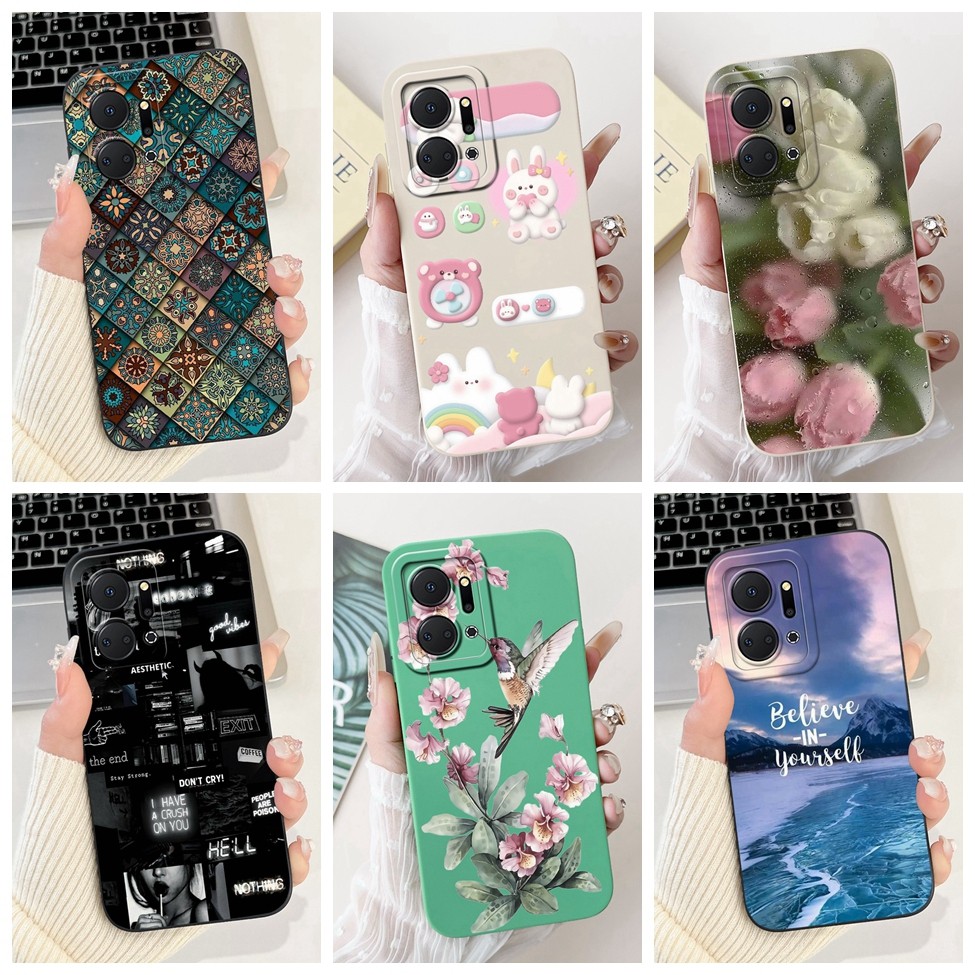 Honor X7A กรณี RKY-LX2 ซิลิโคนแมวน่ารักแฟชั่นผีเสื้อดอกไม้รักทาสี X7A Honor เคสโทรศัพท์ RKY-LX1 RKY-