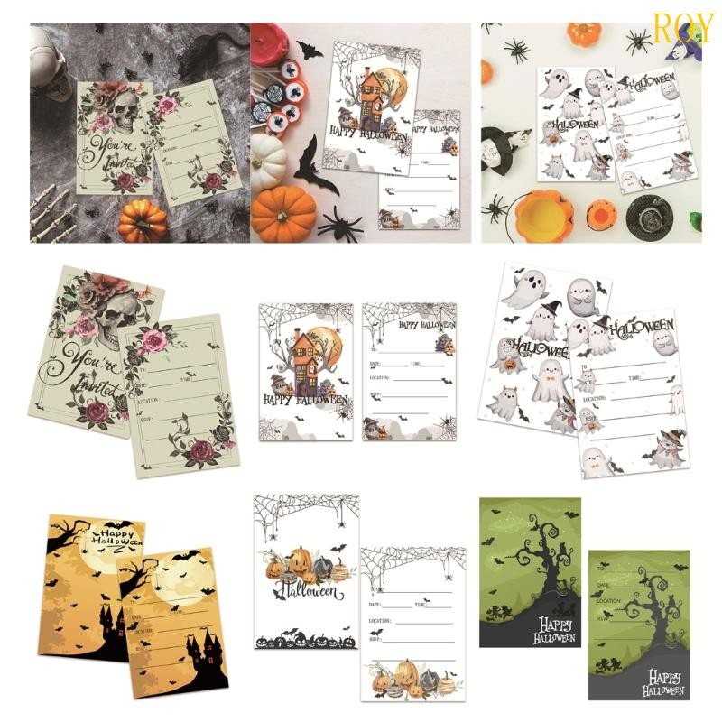 ROY 4x5 นิ้วเชิญปาร์ตี้การ์ดอวยพรฮาโลวีนสําหรับอุปกรณ์วันหยุดฮาโลวีน